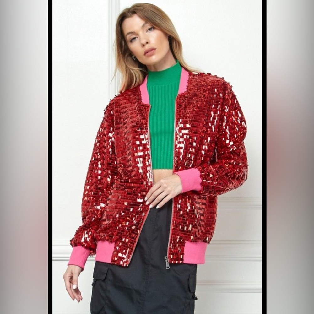 Sequin Red Jacket with Pink Accents